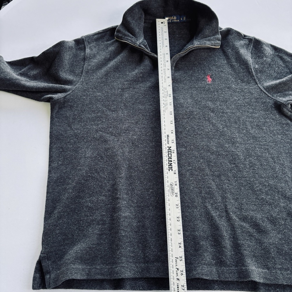 Ralph Lauren Dark Charcoal Gray Quarter-Zip Polo with Red Pony Logo - Picture 11 of 16